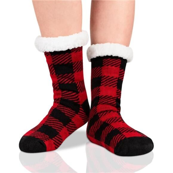 Slipper Socks for Women with Grippers, Fuzzy Christmas Socks Fluffy Cabin Cozy - Picture 7 of 7